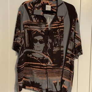 Paul Smith Getaway Shirt in Black and Orange XL